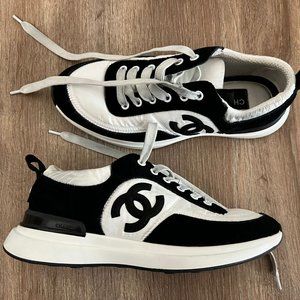 CHANEL nylon suede Calfskin Sneakers